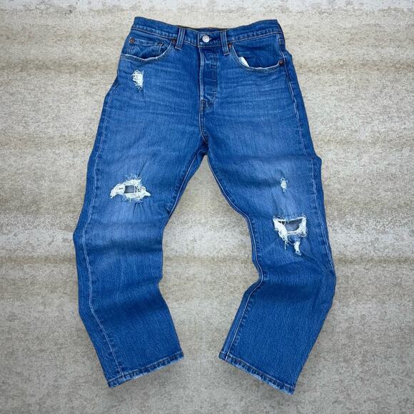 Vintage Y2K Levis 501 Jeans 27x26 Regular Straight Leg Fit Button Fly Distressed - Picture 2 of 7